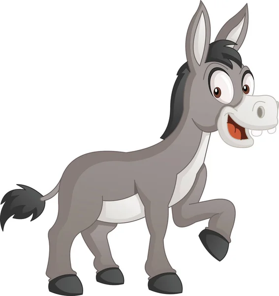 Cartoon Cute Donkey Vector Illustration Funny Happy Animal — Stock Vector