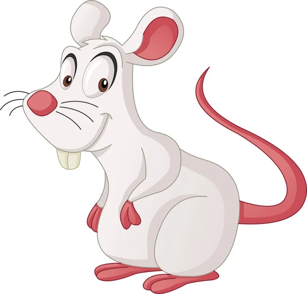 Roztomilý Kreslený Myš Vektorové Ilustrace Funny Happy Rat — Stockový vektor