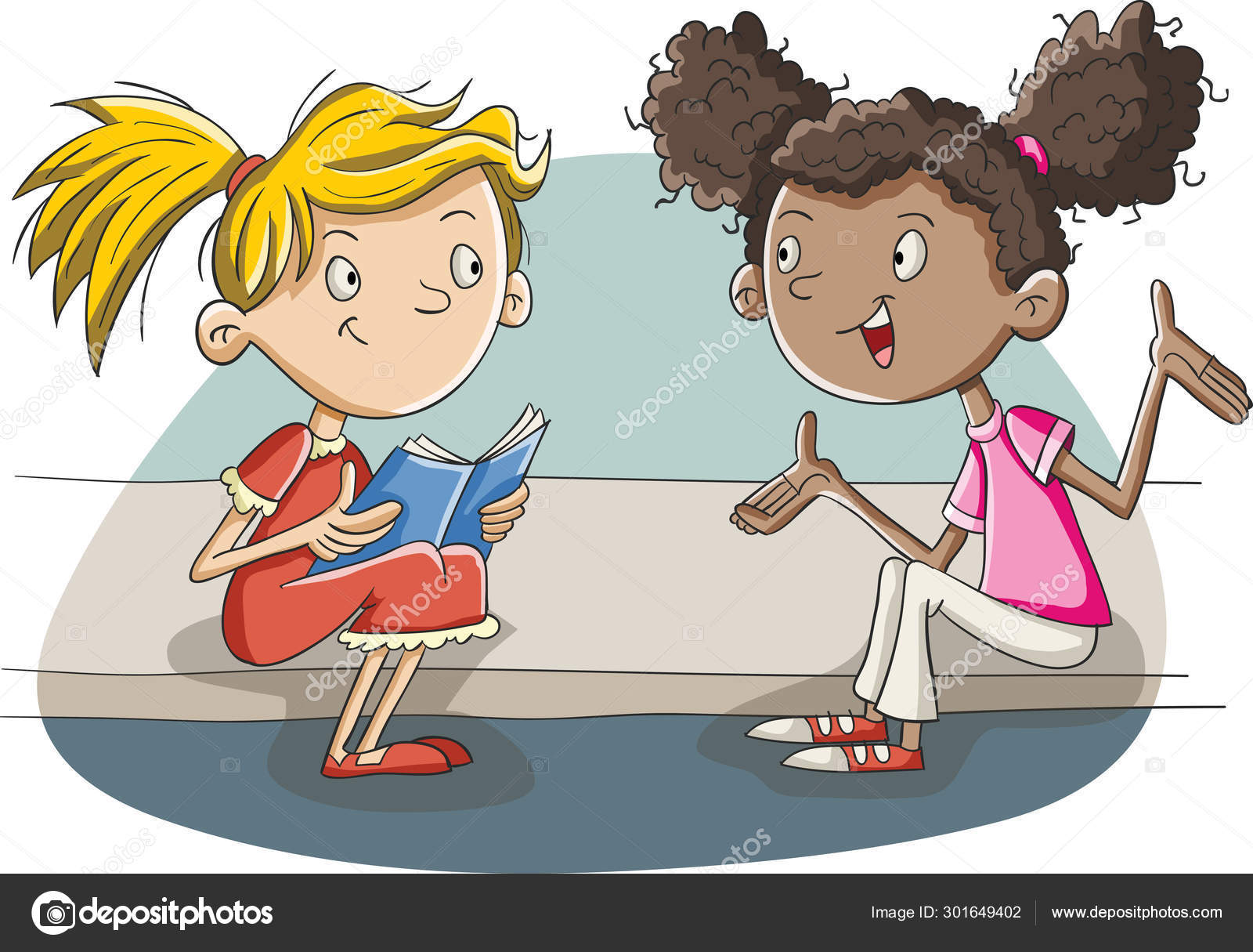 Cartoon Girls Talking Children Seated Sidewalk Talking Stock Vector Image by ©deniscristo #301649402 Cartoon Girls Talking Children Seated Sidewalk Talking Stock Vector Image by ©deniscristo #301649402