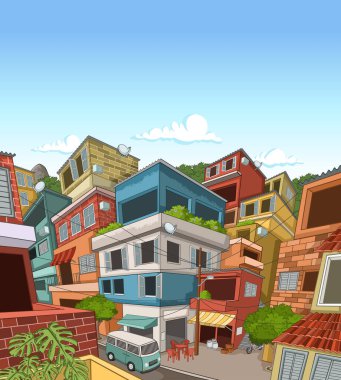Şehirdeki yoksul mahallelerin sokağı. Gecekondu. Favela.