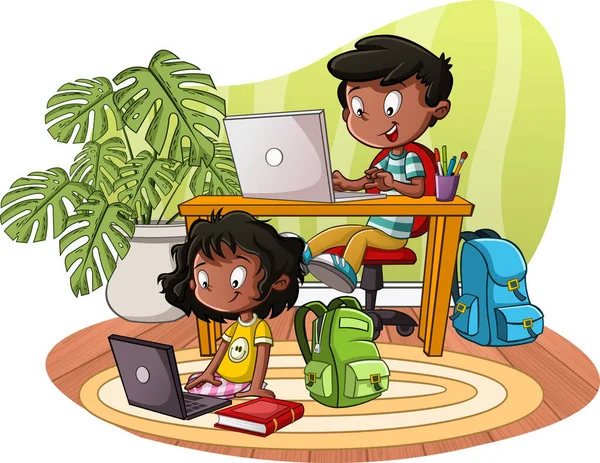 เด็กเรียนคอมพิวเตอร์ ภาพเวกเตอร์สต็อก เด็กเรียนคอมพิวเตอร์  ภาพประกอบที่ปลอดค่าลิขสิทธิ์ | Depositphotos