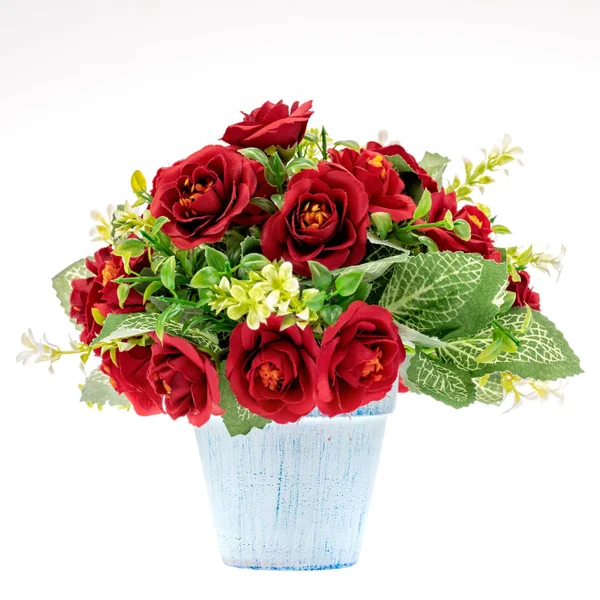 Bunte Gefälschte Blume Handwerk Aus Stoff Der Vase Zur Dekoration — Stockfoto
