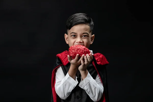 Studio Skott Porträtt Kid Boy Dräkt Klädd Som Halloween Cosplay — Stockfoto