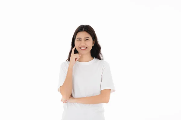 아시아 여자의 초상화 티셔츠 광고에 아이디어에 — 스톡 사진