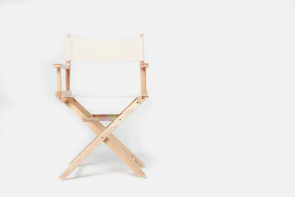 Director Chair Made Wood Fabric Well Comfortable Sitting White Backdrop — Stock Photo, Image