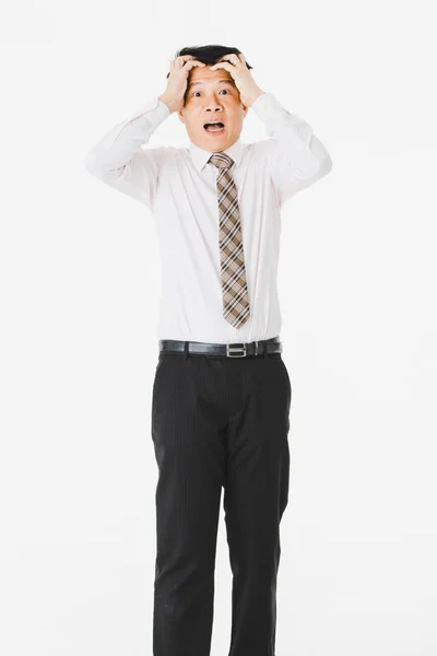 Half Length Portrait Middle Aged Handsome Asian Businessman White Shirt — Stock Photo, Image