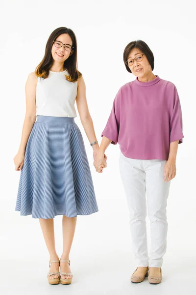 Glückliches Alter Ältere Asiatische Mutter Und Junge Schöne Attraktive Tochter — Stockfoto