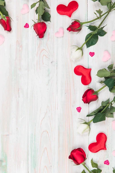 Aftelkalender Voor Valentijnsdag Liefde Concept Arrangement Van Verse Rode Witte — Stockfoto