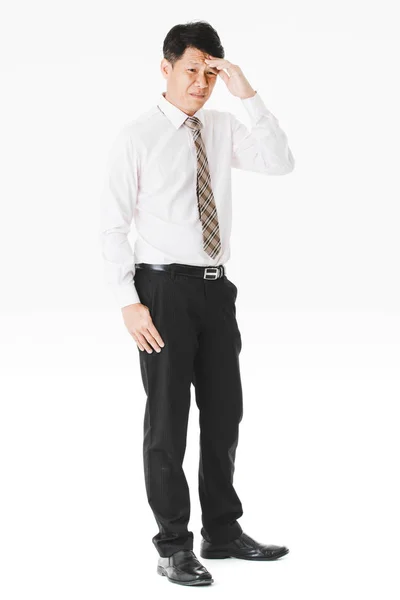 Retrato Mediana Edad Guapo Asiático Hombre Negocios Camisa Blanca Rayas —  Fotos de Stock
