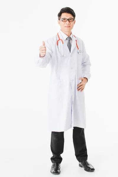 Portrait Middle Aged Handsome Asian Doctor Duty Hospital Stethoscope His — Stock Photo, Image