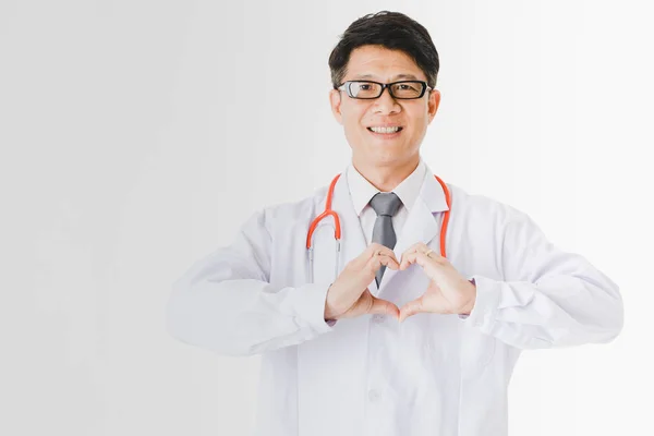 Portrét Střední Věku Pohledný Asijské Pane Doktore Službě Nemocnici Stetoskopem — Stock fotografie