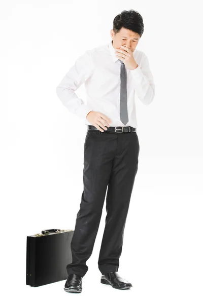 Full Length Portrait Middle Aged Handsome Asian Businessman White Shirt — Stock Photo, Image
