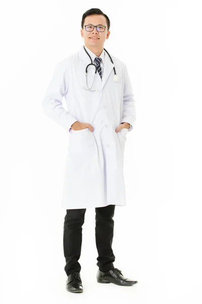 Asian doctor on isolated white background — Stock Photo, Image