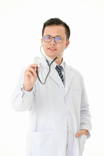 Asian doctor on isolated white background — Stock Photo, Image