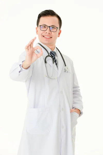 Asian doctor on isolated white background — Stock Photo, Image