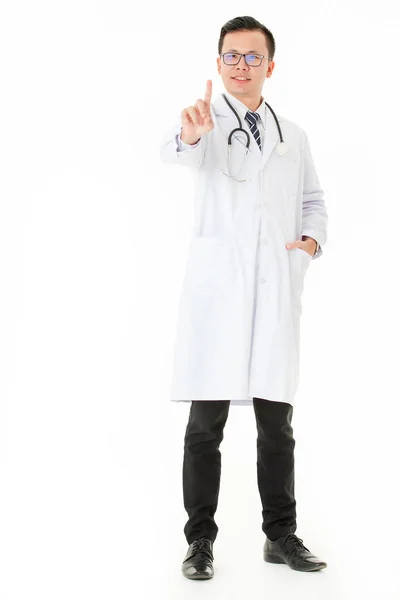 Médico asiático sobre fondo blanco aislado — Foto de Stock