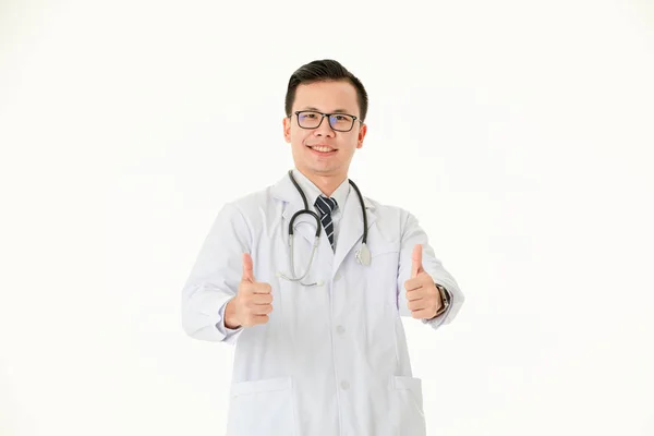 Asian doctor on isolated white background — Stock Photo, Image