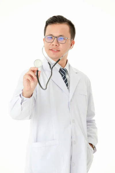 Asian doctor on isolated white background — Stock Photo, Image