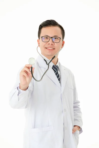 Asian doctor on isolated white background — Stock Photo, Image