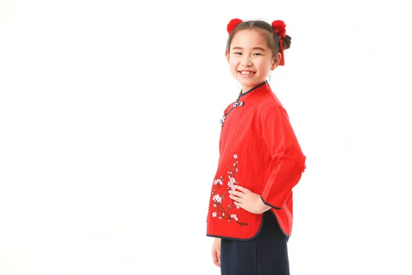 Chinese girl on white background — Stock Photo, Image