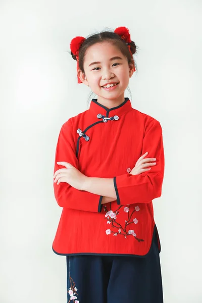 Chinese girl on white background — Stock Photo, Image