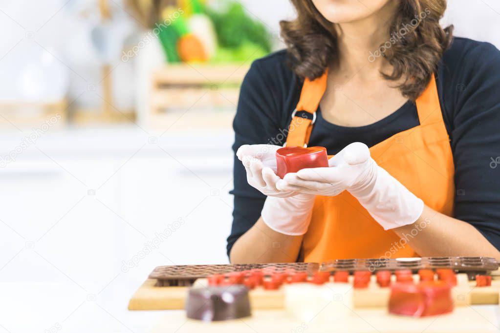 woman making chocolate