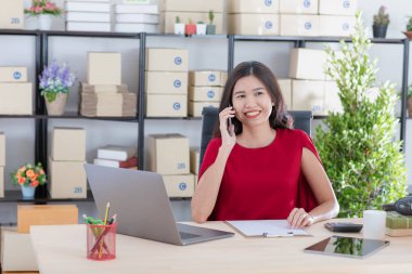 Ev ofisinde çalışan genç bayan