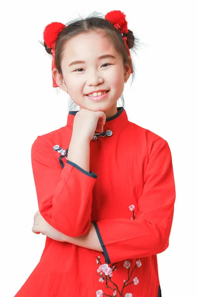 Chinesische Mädchen auf weißem Hintergrund — Stockfoto
