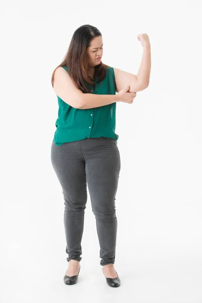 Senhora gorda em inteligente casual — Fotografia de Stock