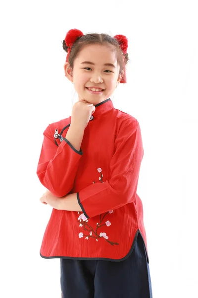 Chinesische Mädchen auf weißem Hintergrund — Stockfoto