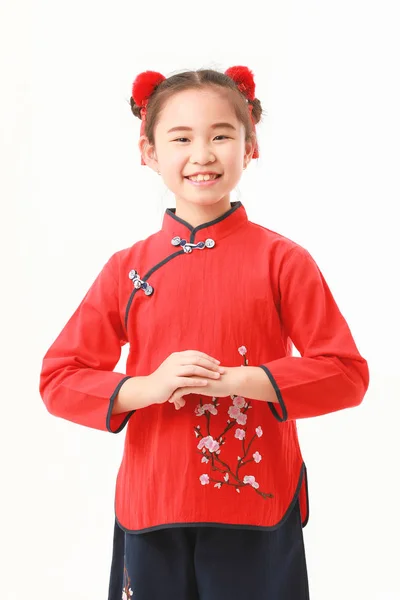 白い背景の上の中国の女の子 — ストック写真