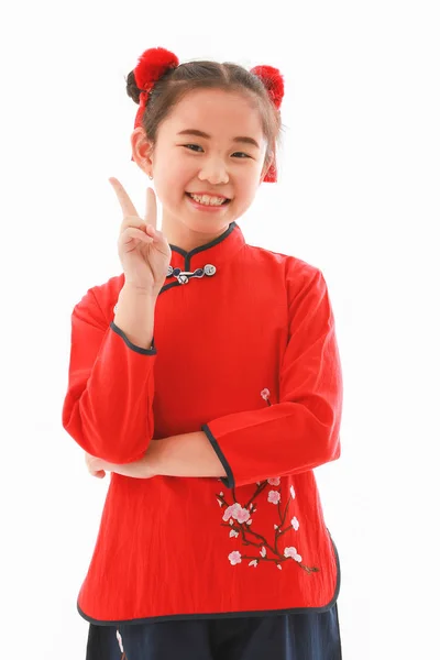 Chinese girl on white background — Stock Photo, Image