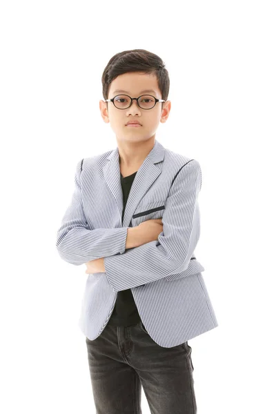Asiático menino em vestido casual — Fotografia de Stock