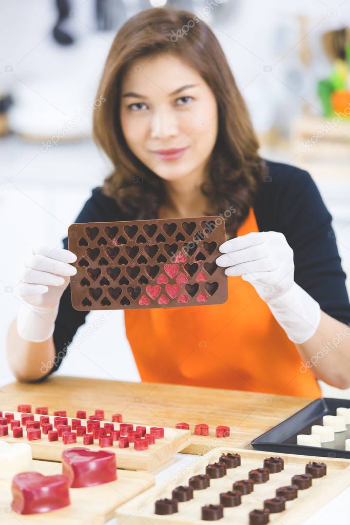 woman making chocolate