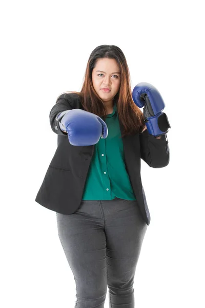 Senhora gorda em inteligente casual — Fotografia de Stock