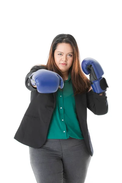 Senhora gorda em inteligente casual — Fotografia de Stock