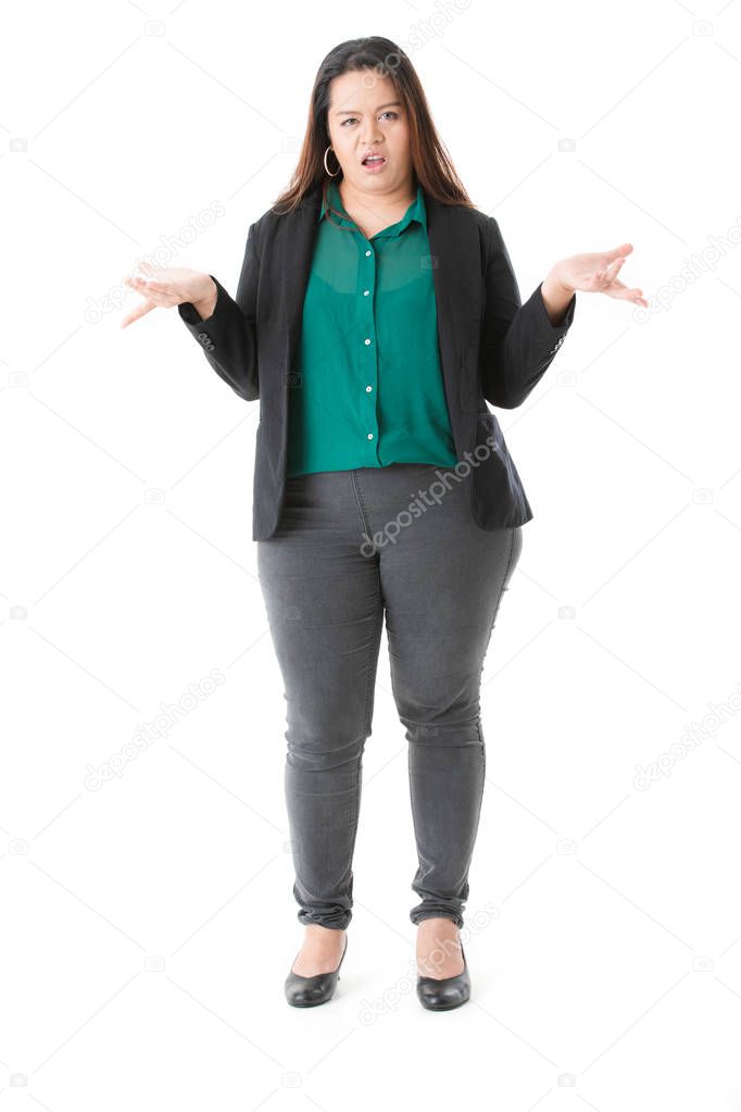 plump lady in smart casual
