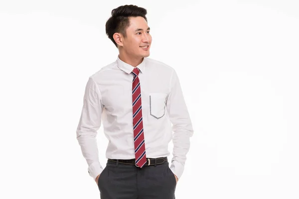 Aziatische zakenman standing en zij — Stockfoto