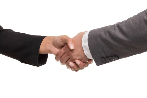 Empresarios de las manos tiemblan juntos — Foto de Stock