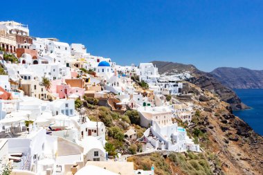 Fira Santorini Yunanistan beyaz evler görüntüleme
