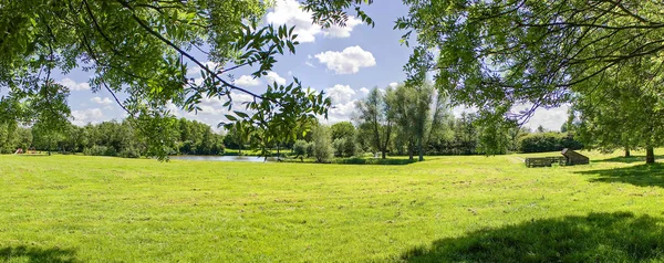 Panorama Piękny Widok Park Wijdse Weide Zoetermeer Holandia — Zdjęcie stockowe