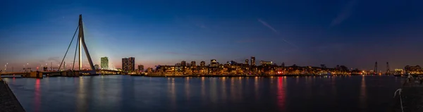 Panorama Köprü Noordereiland Koningshaven Rotterdam Gece — Stok fotoğraf