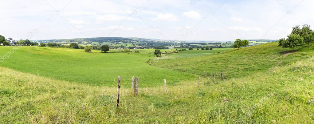 Panorama of South Limburg hilly landscape near Epen