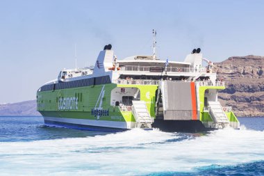 Santorini, Yunanistan Feribot Limanı terk feribot tekne