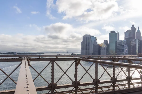 Derrière Les Structures Acier Pont Brooklyn Vous Pouvez Voir Les — Photo