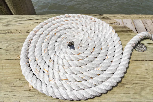 Corda Navi Spirale Sul Molo Allis Island New York Stati — Foto Stock