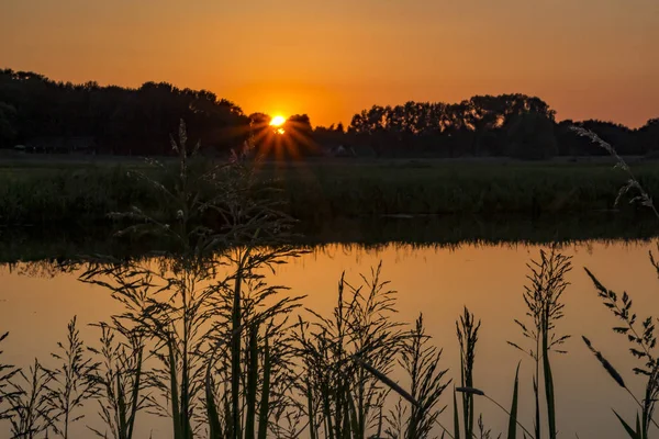 Sonnenuntergang Der Vecht Bei Beerze — Stockfoto