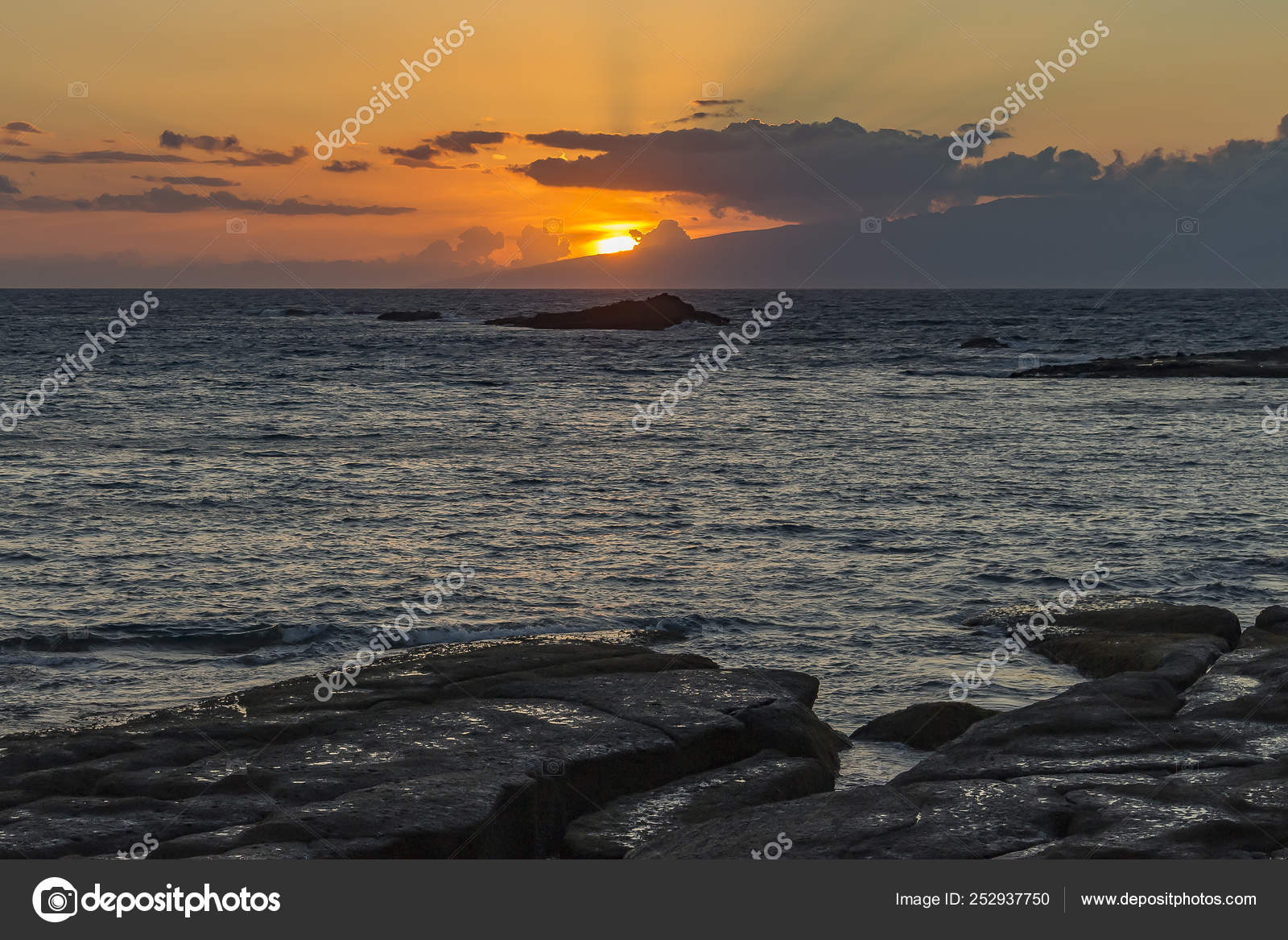 Coast Caleta Costa Adeje Tenerife Spain You Can See Sun Stock
