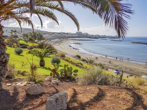 Güzel yeşil sahil veya Costa Adeje, Tenerife, İspanya
