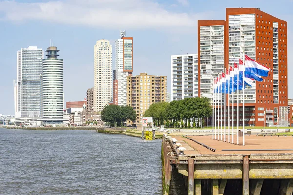 Arka Planda Montevideo Rotterdam Limanı Kuleleri Ile Katendrecht Yarımadasının Başında — Stok fotoğraf